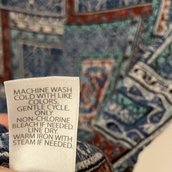 J. Jill Blue Print Pattern Top 3/4 Sleeves - Picture 7 of 7